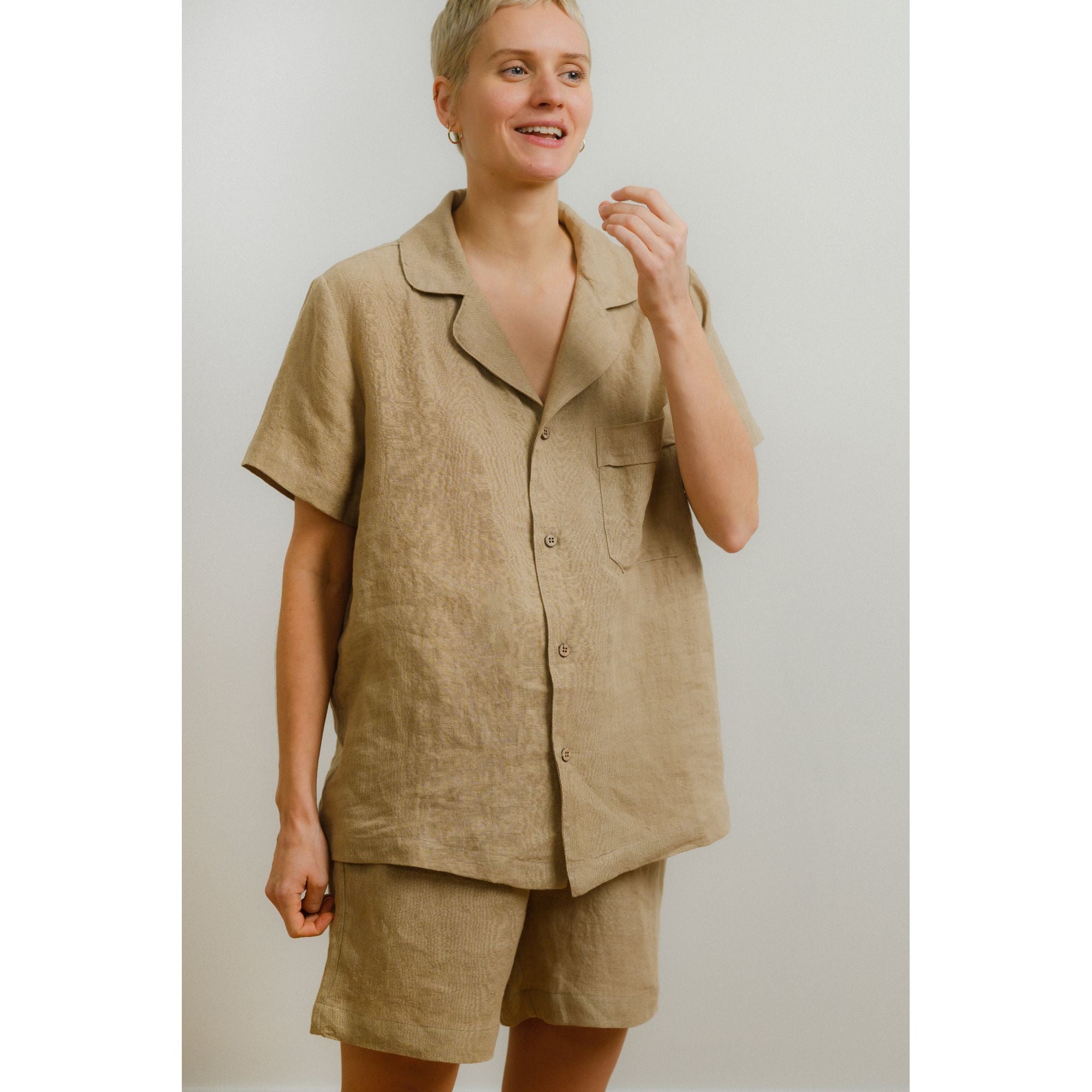 Sömn Premium Linen Sleep & Lounge Shorts | Sömn Home #color_oatmeal