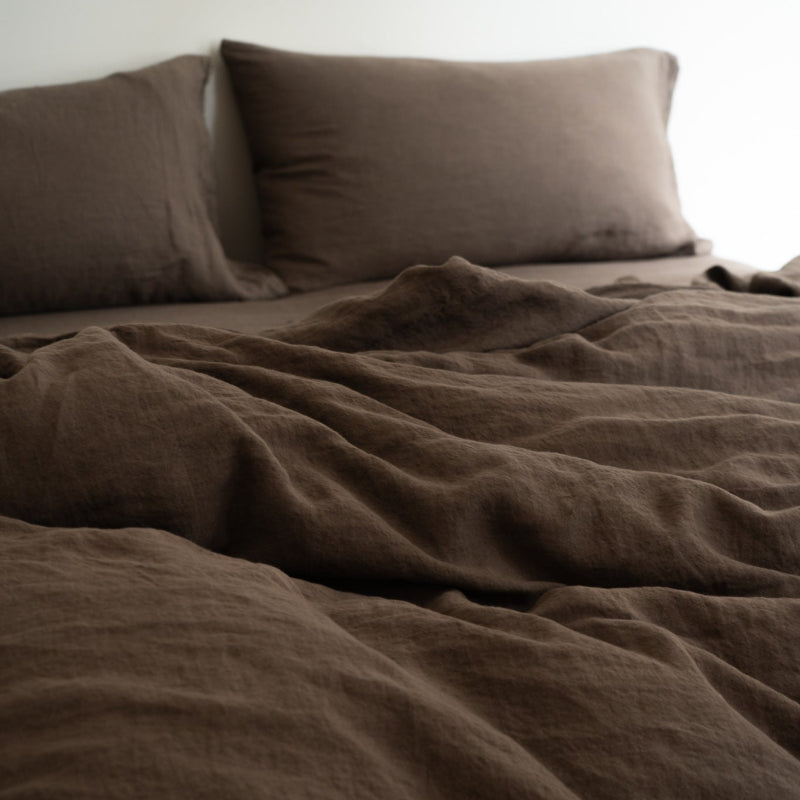 Sömn Premium Linen Bedding Duvet Cover #color_chocolate