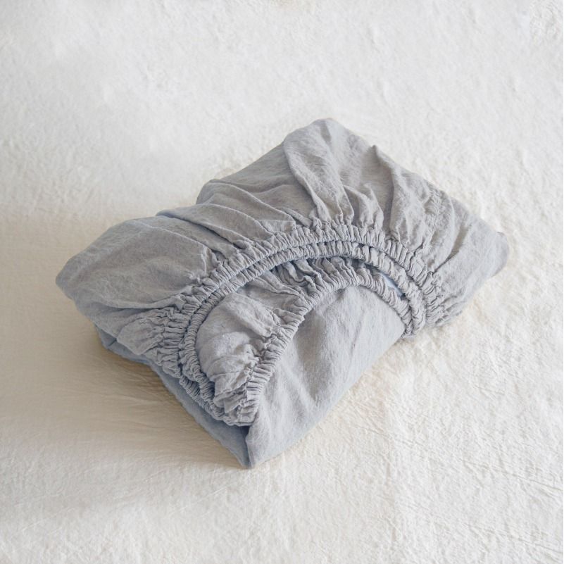Sömn Luxury Linen Bedding | Fitted Sheet Linen Bedding Sömn Home Queen Cloud Grey #color_cloud-grey
