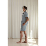 Sömn Premium Linen Short-Sleeve Shirt | Sömn Home #color_lake_blue