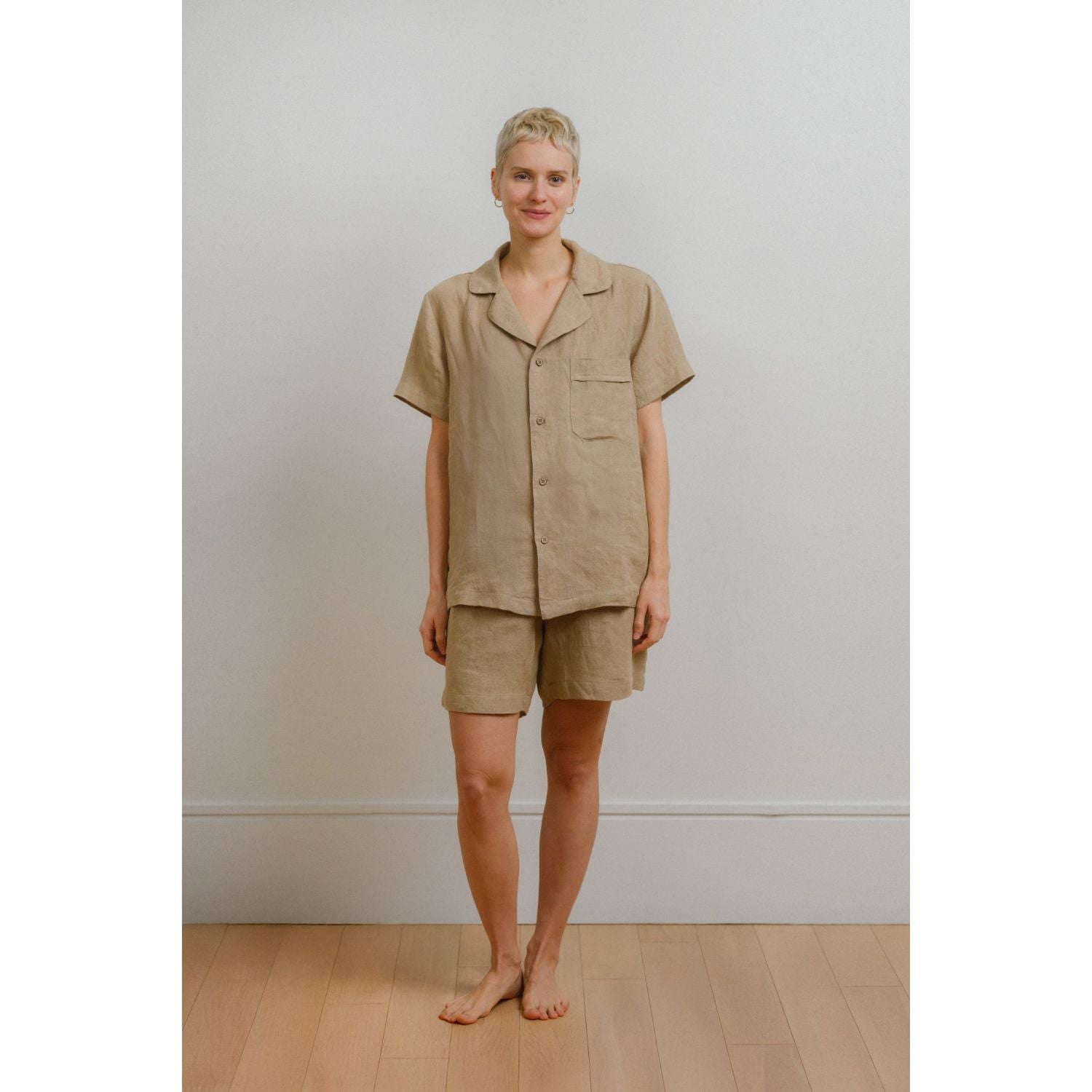 Sömn Premium Linen Short-Sleeve Shirt | Sömn Home #color_oatmeal