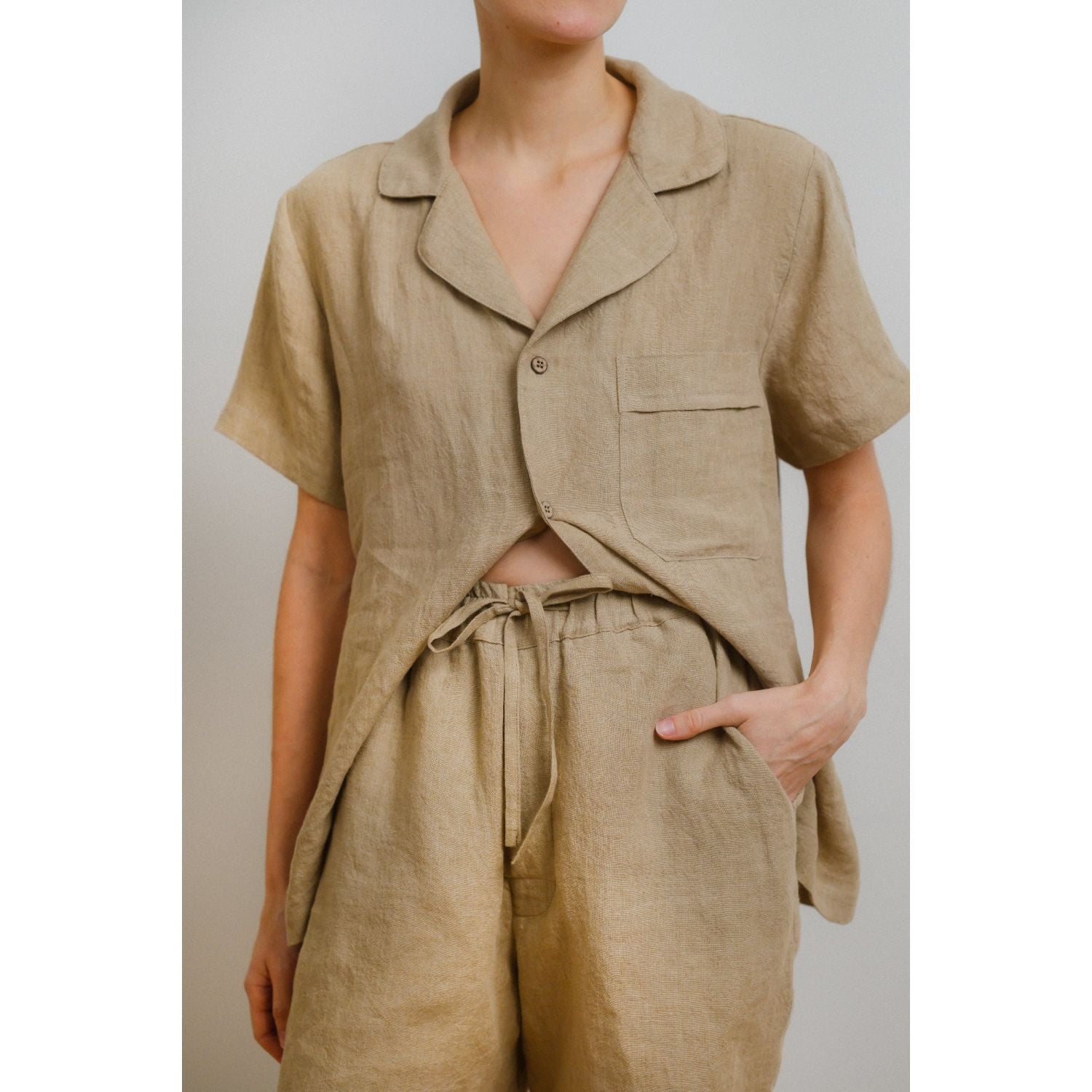 Sömn Premium Linen Sleep & Lounge Shorts | Sömn Home #color_oatmeal