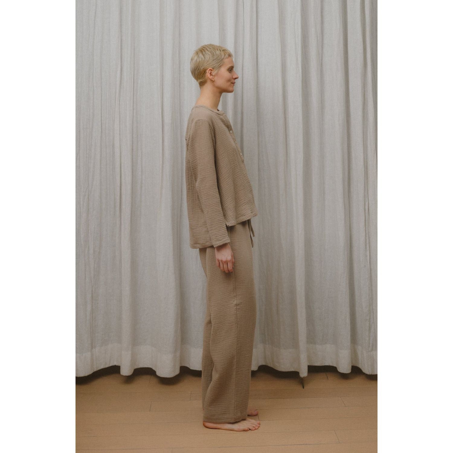 Sömn Premium Organic Cotton Gauze Sleepwear | Loungewear Pants Sömn Home #color_chai