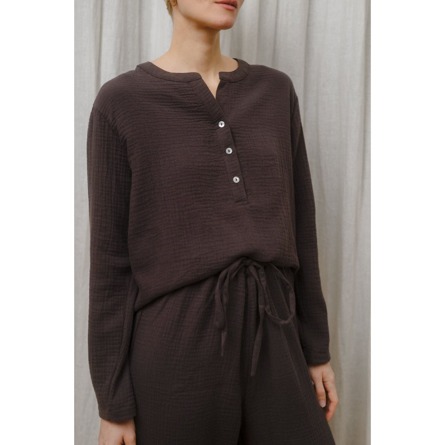 Sömn Premium Organic Cotton Gauze Sleepwear | Loungewear Shirt Sömn Home #color_prune